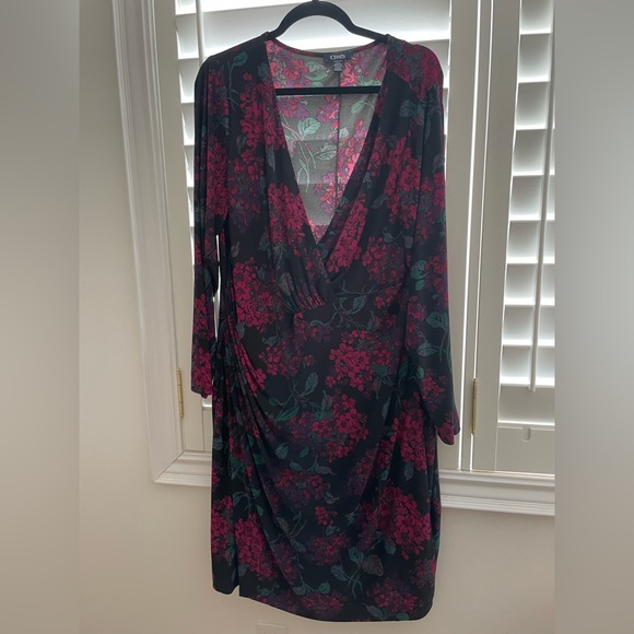 Chaps floral faux wrap dress size 20 - Picture 3 of 7